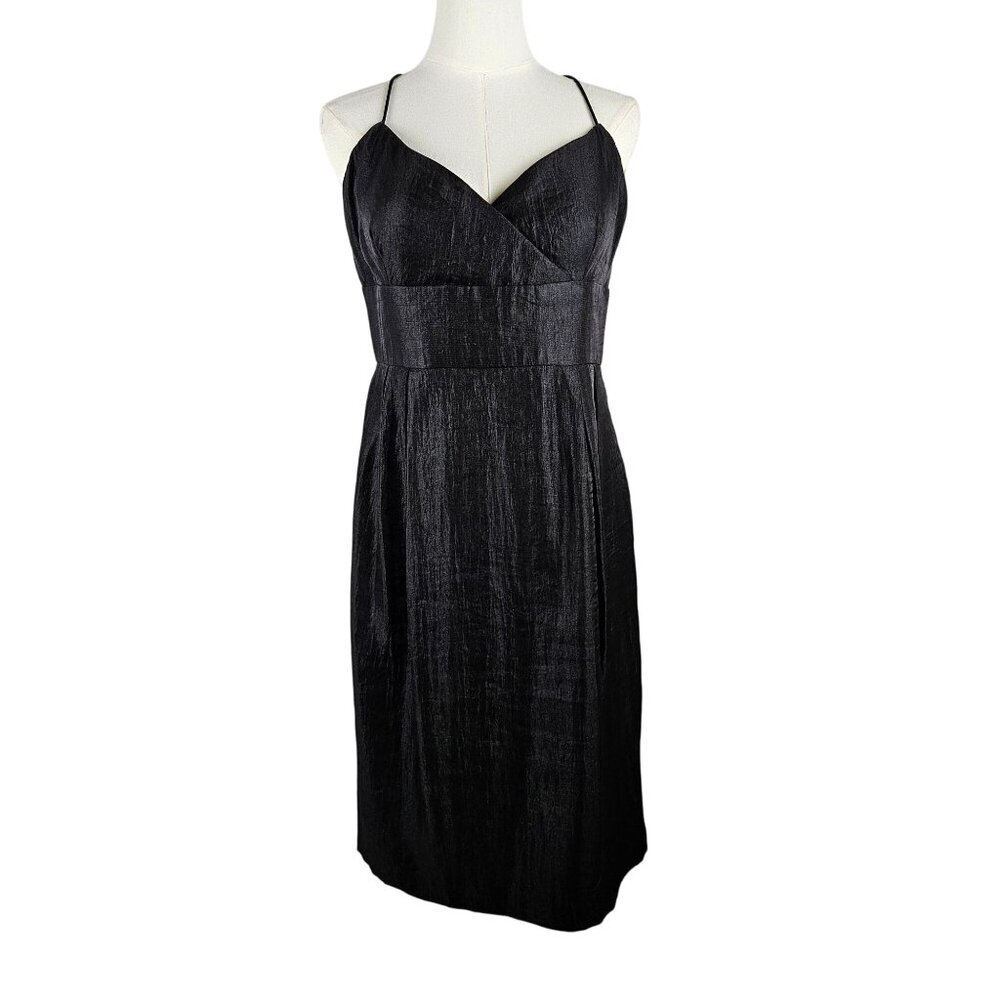Eliza J Cocktail Dress‎ Sz M Black Sleeveless Stappy Formal Knee Length Shimmery